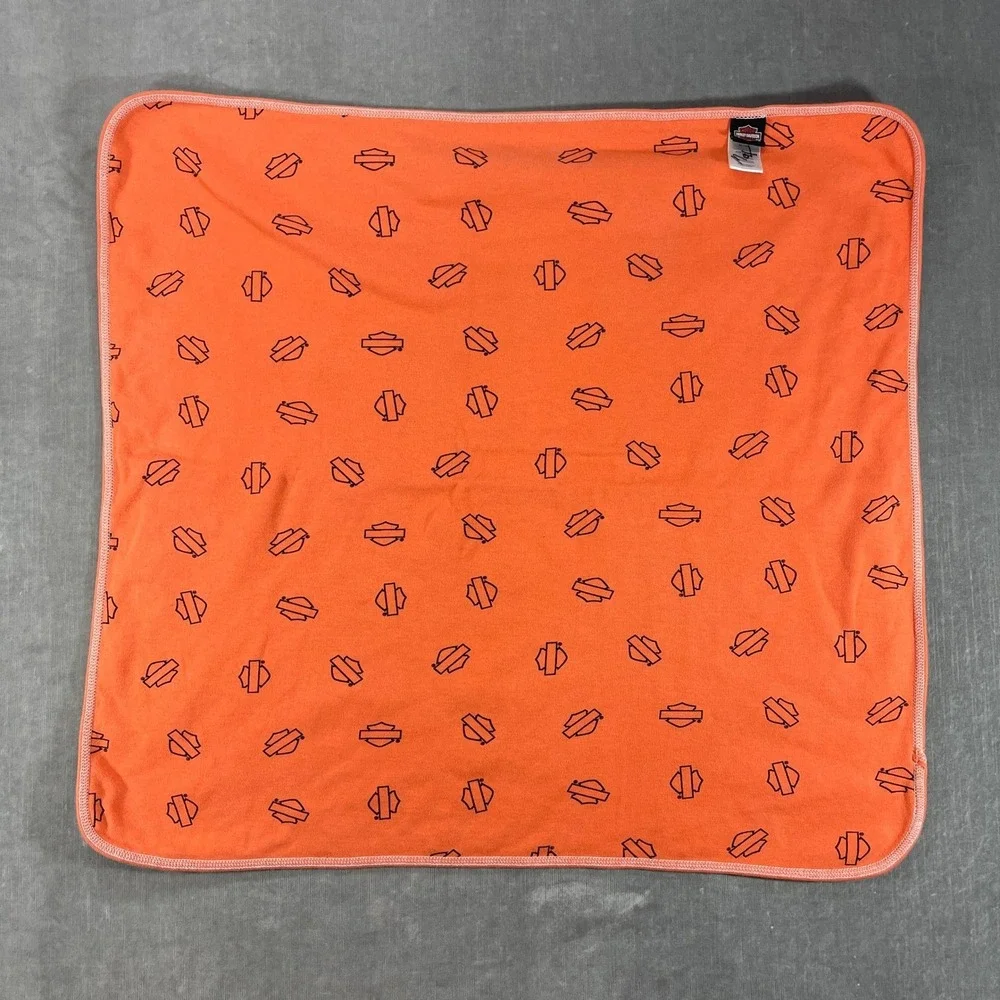 Harley Davidson Baby Blanket Toddler Orange All Over Logo Print‎